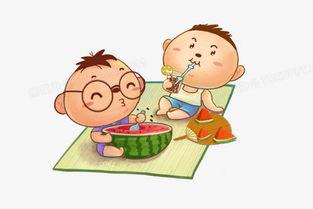 小男孩女孩吃瓜,小男孩女孩共享甜蜜时光